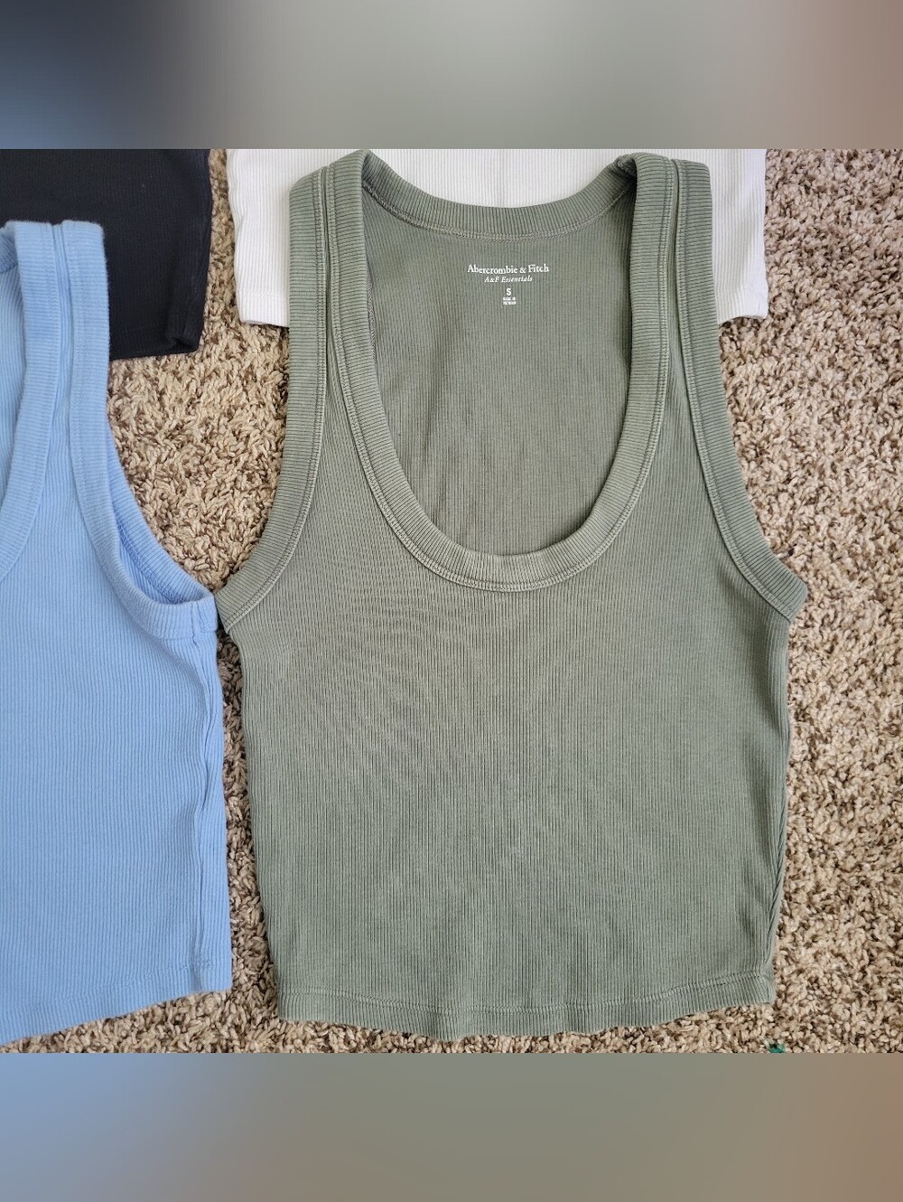 Abercrombie & Fitch Tank Top Rib Scoop Neck Black White Gray Blue Green Small - Picture 4 of 8